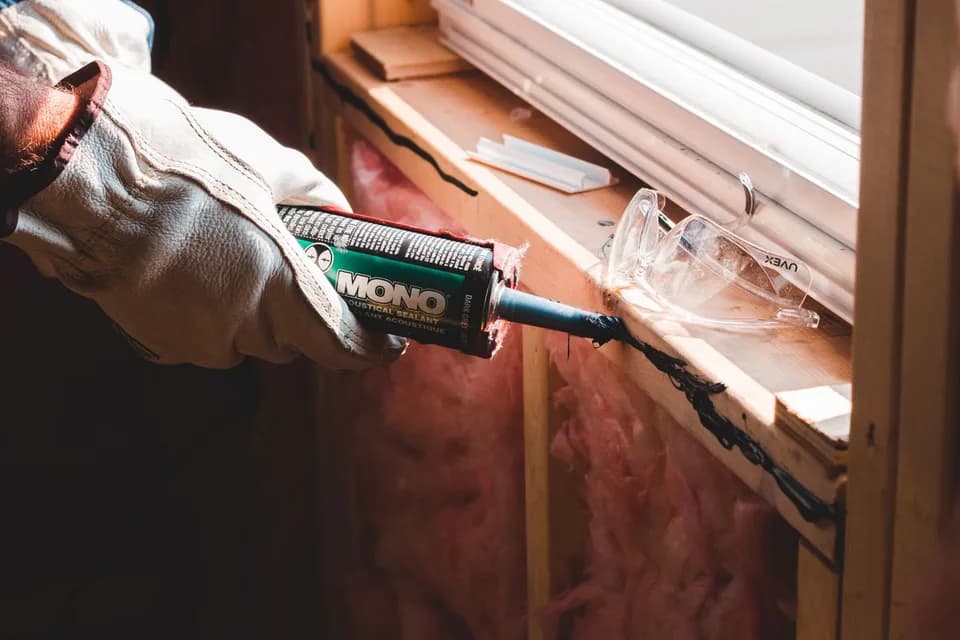 Sealant being applied to an aluminium window frame during repair in Dubai